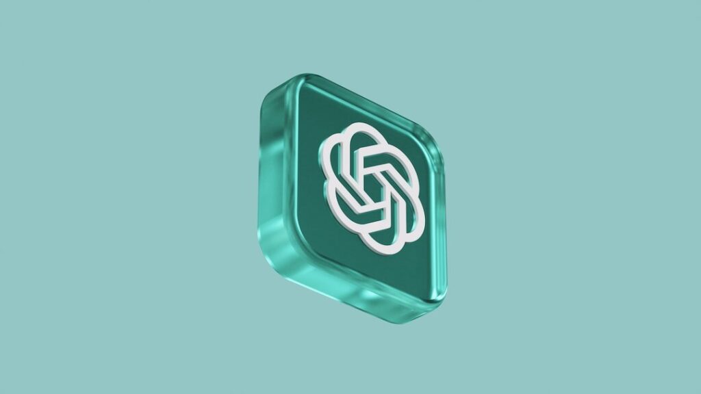 3D version of ChatGPT logo on green background