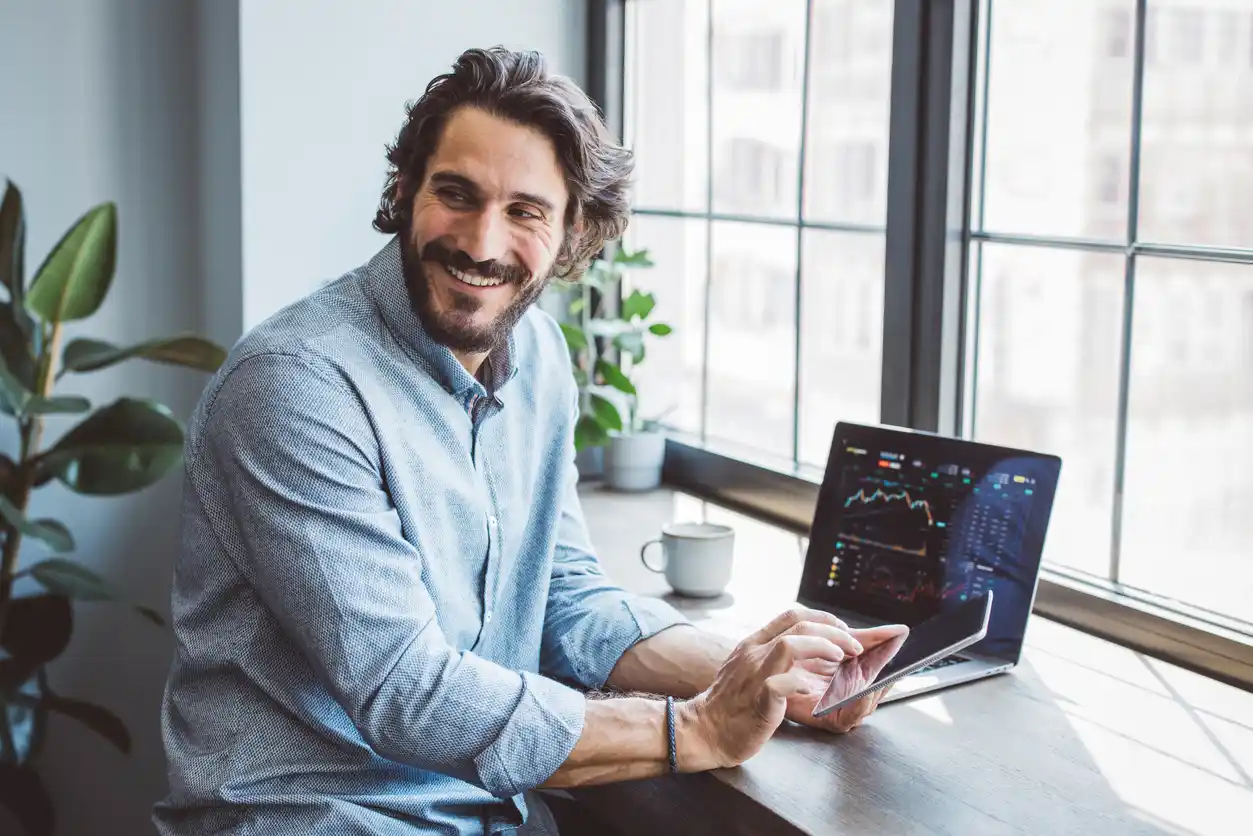 Cryptocurrency copywriter in australia turning from bitcoin trends on laptop